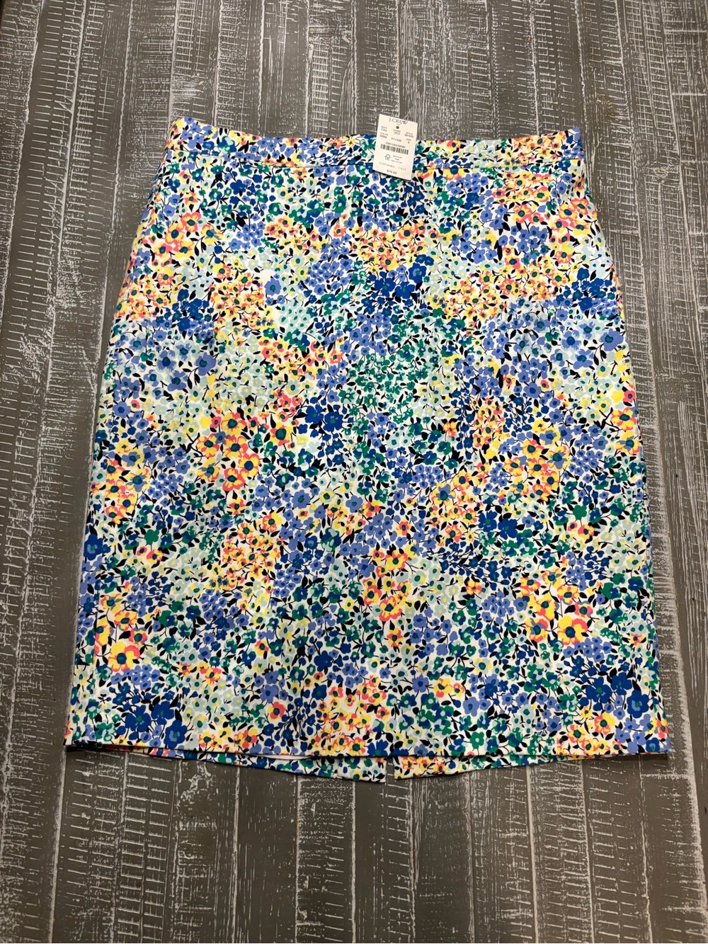 J. Crew Floral Pencil Skirt in Blue, Green & Yellow